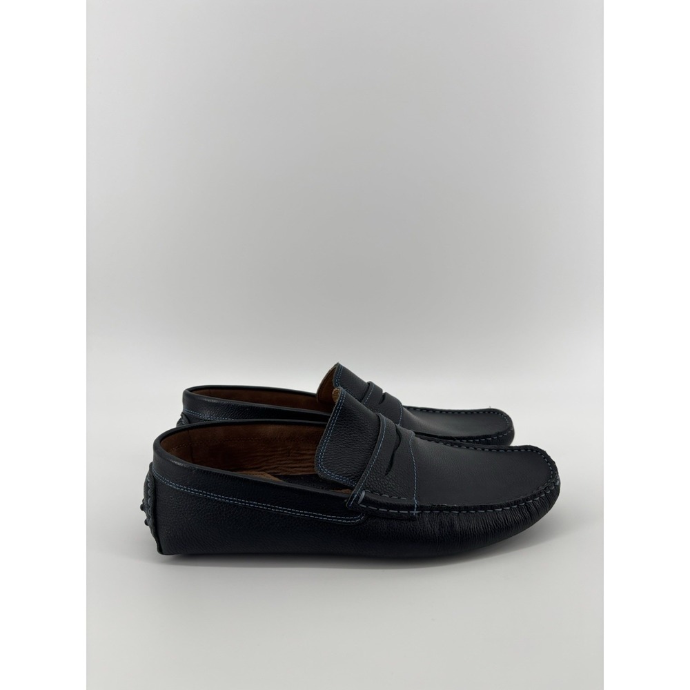 Donald J Pliner Vinnietc Men's Sz 11 Navy Blue Leather Penny Loafers Driving
